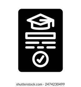 University certificate icon. with a soild style. Suitable for use on websites, UI and mobile apps.