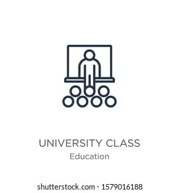 University class icon. Thin linear university class outline icon isolated on white background from education collection. Line vector sign, symbol for web and mobile