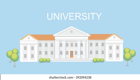 University or college building. Campus design, graduation university,   school vector illustration