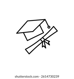 University, college degree icon black and white vector outline sign