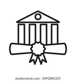 University college degree icon linear logo mark in black and white
