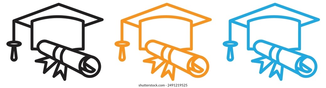 University college degree icon set