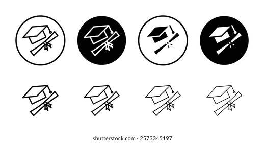 University, college degree icon vector line logo mark or symbol set collection outline style