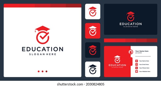 University, College, Graduate, Campus, Education logo design inspiration. and the check mark logo. icon for Business and education. Flat Vector Logo Design.