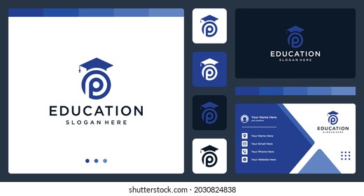 University, College, Graduate, Campus, Education logo design inspiration. and logo initial letter P. icon for Business and education. Flat Vector Logo Design.