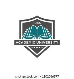 University and college logo, badges, emblems, signs and symbols, vector illustration. Education and learning