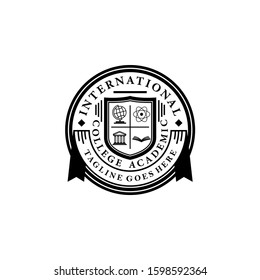 University College School Academy Crest Logo Template Vector