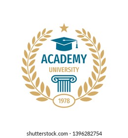 University college school badge logo design. Academy emblem.