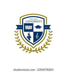 University college school badge logo design vector image. Education badge logo design. University high school emblem