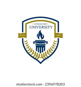 University college school badge logo design vector image. Education badge logo design. University high school emblem