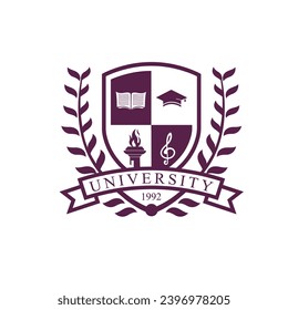 University college school badge logo design vector image. Education badge logo design. University high school emblem