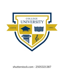 University college school badge logo design vector image. Education badge logo design. University high school emblem