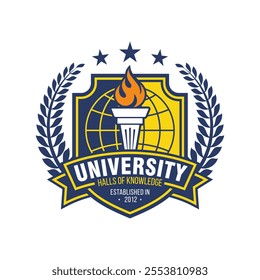 University college school badge logo design vector image. Education badge logo design. University high school emblem