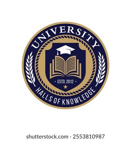 University college school badge logo design vector image. Education badge logo design. University high school emblem