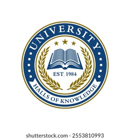 University college school badge logo design vector image. Education badge logo design. University high school emblem