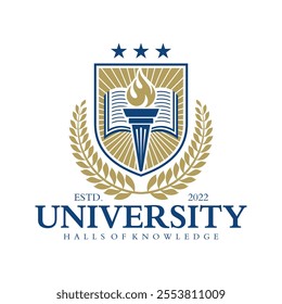 University college school badge logo design vector image. Education badge logo design. University high school emblem