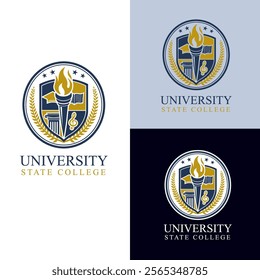 University college school badge logo design vector image.