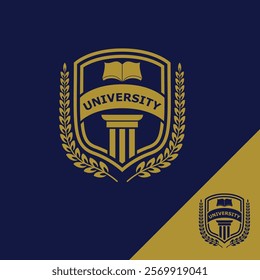 University college school badge logo design. University high school emblem, badge and icon