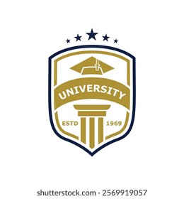 University college school badge logo design. University high school emblem, badge and icon