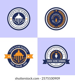 University college school badge logo design vector  Education badge logo design. University high school emblem