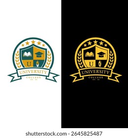 University college school badge logo design vector image. Education badge logo design. University high school emblem