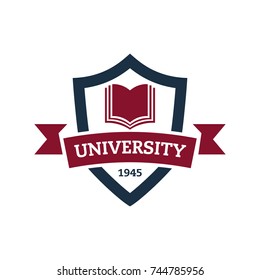 University And College School Shield, Book And Logo Emblems