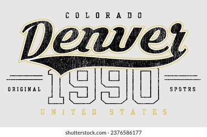 University, Colorado typography, t-shirt graphics. Vector illustration Denver varsity american spotrs