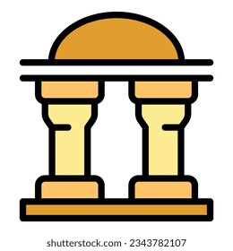 University column icon outline vector. Study office. Museum education color flat