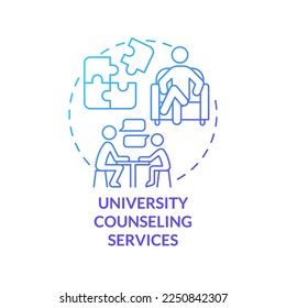 University counseling services blue gradient concept icon. Where to get help abstract idea thin line illustration. Confidential support. Isolated outline drawing. Myriad Pro-Bold font used