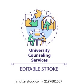 University Counseling Services Concept Icon. Where To Get Help Abstract Idea Thin Line Illustration. Confidential Support. Isolated Outline Drawing. Editable Stroke. Arial, Myriad Pro-Bold Fonts Used