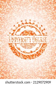 University Degree abstract orange mosaic emblem with background 