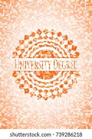 University Degree abstract orange mosaic emblem