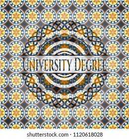 University Degree arabesque badge. arabic decoration.