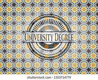University Degree arabic badge. Arabesque decoration.