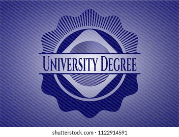 University Degree badge with denim background