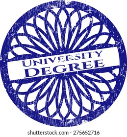 University degree blue rubber stamp