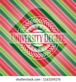 University Degree christmas colors style emblem.