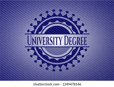 University Degree emblem with denim texture