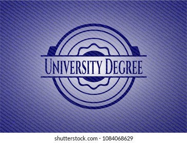 University Degree emblem with jean texture