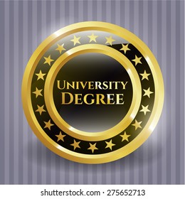 University degree gold shiny badge