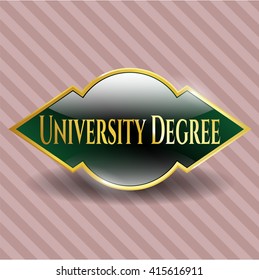 University Degree golden emblem or badge