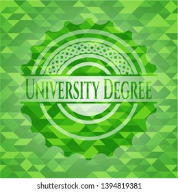 University Degree green mosaic emblem. Vector Illustration. Detailed.