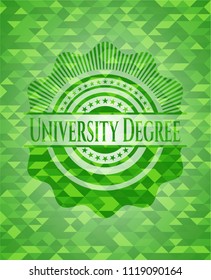 University Degree realistic green emblem. Mosaic background