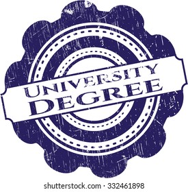 University Degree rubber seal with grunge texture