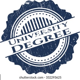 University Degree rubber stamp with grunge texture