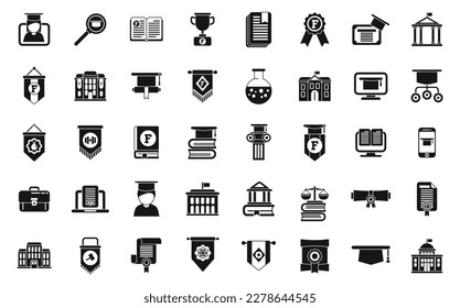 University department icons set simple vector. Student campus. Learner school