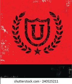 University design on red background,grunge vector