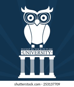University design over blue background, vector illustration.