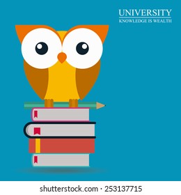University design over blue background, vector illustration.