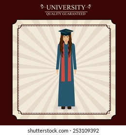 University design over red background, vector illustration.